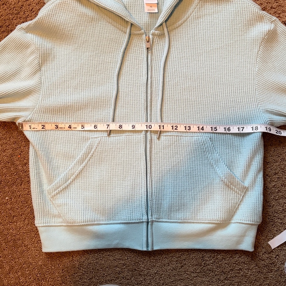 NWT Auden Women's Waffle Thermal Hoodie Sweatshirt Sleep Loungewear Turquoise XS - Picture 9 of 9